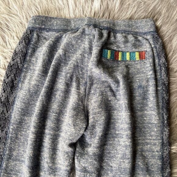 Miss Me Pants Sz M Lounge Blue Sweatpants Embroidered Terry Boho Cotton Colorful - Picture 6 of 10